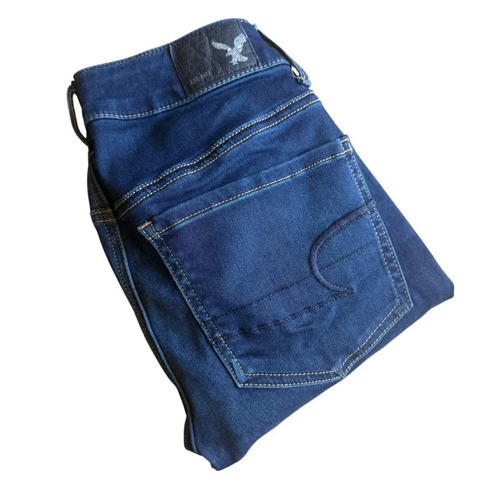 American Eagle Jeggings Womens 2 Short Blue Super Super Stretch Dark Wash Skinny